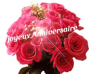 Gif animé joyeux anniversaire bouquet brillant